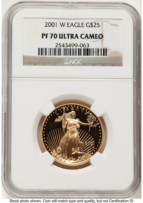 2001-W Proof Gold Eagle 1/2 oz Brown Label NGC PF70