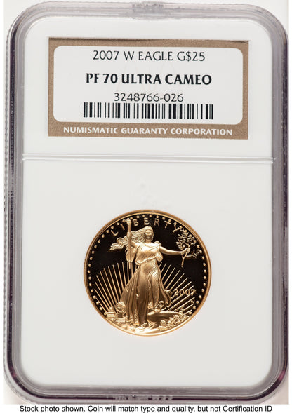 2007-W Proof Gold Eagle 1/2 oz Brown Label NGC PF70