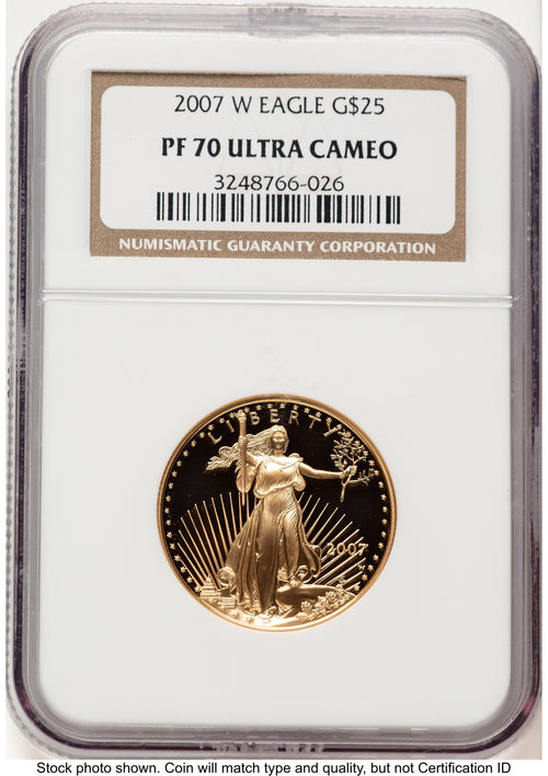 2007-W Proof Gold Eagle 1/2 oz Brown Label NGC PF70
