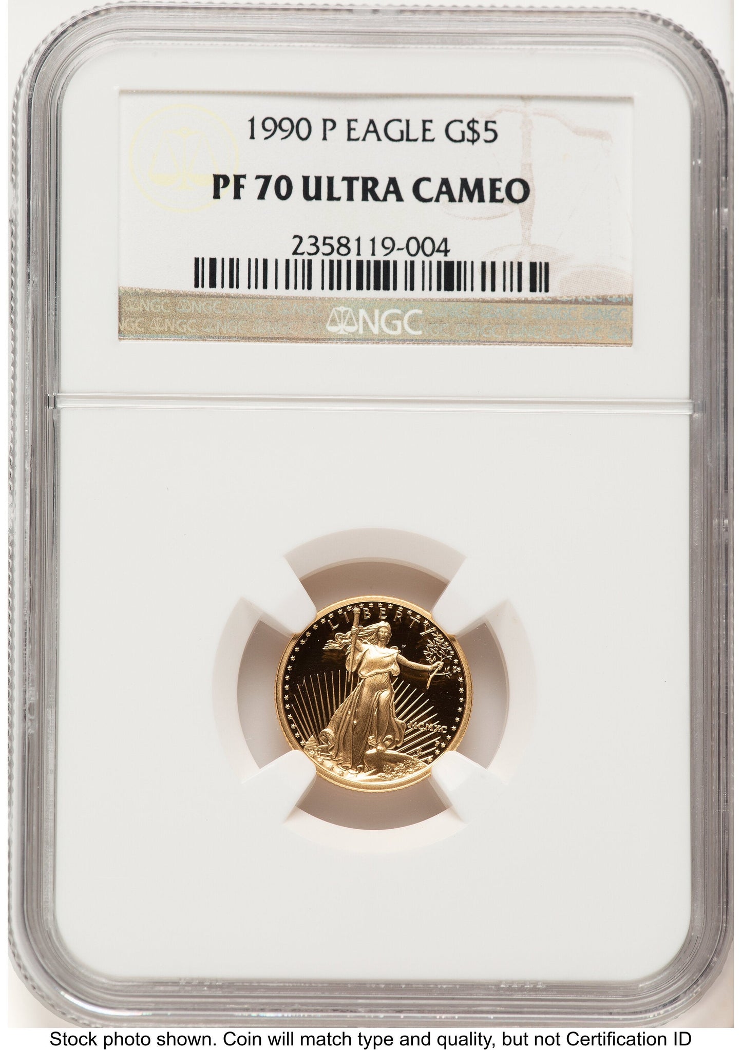 1990-P Proof Gold Eagle 1/10 oz Brown Label NGC PF70