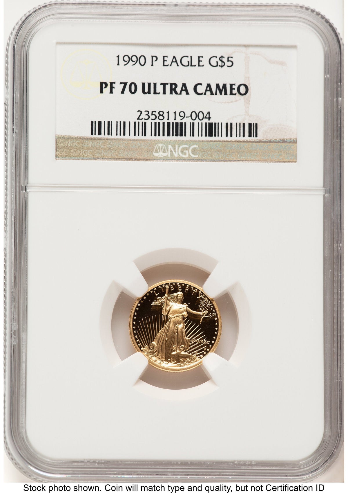 1990-P Proof Gold Eagle 1/10 oz Brown Label NGC PF70