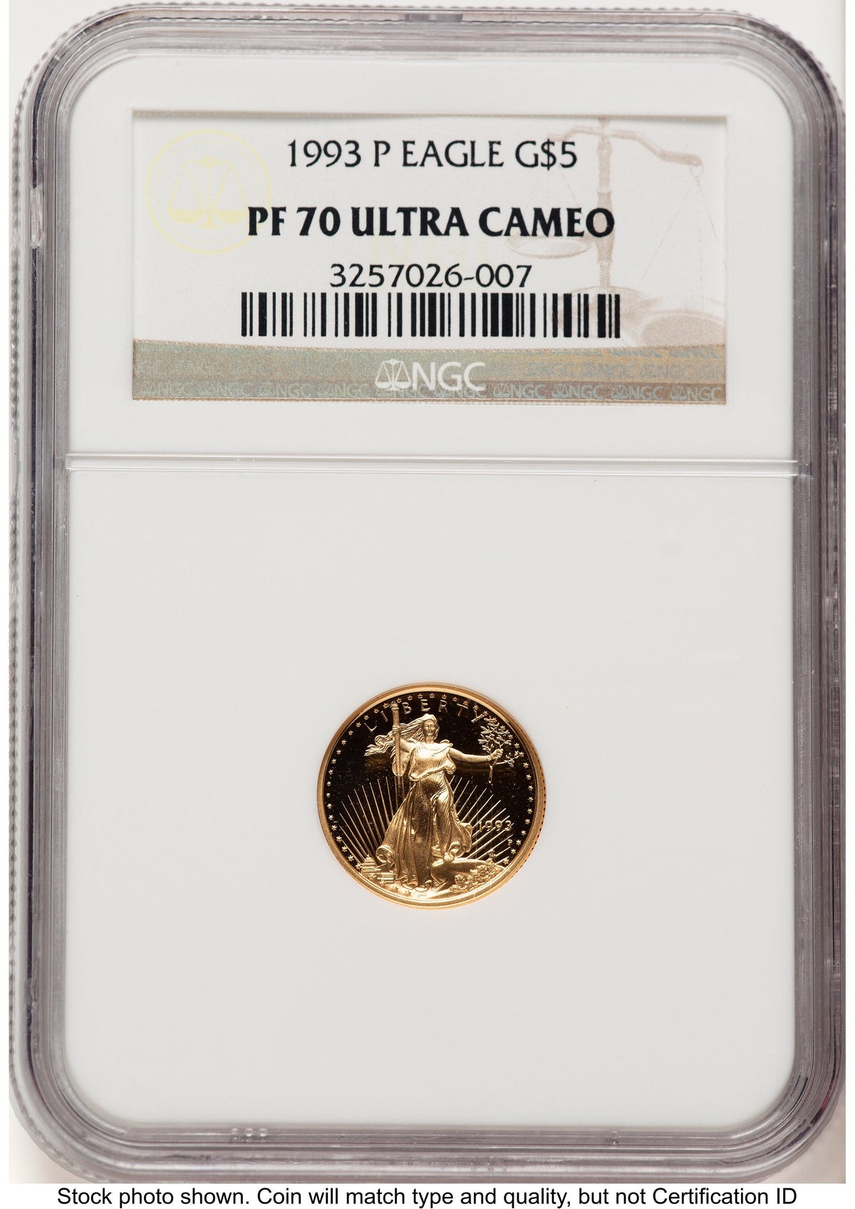1993-P Proof Gold Eagle 1/10 oz Brown Label NGC PF70