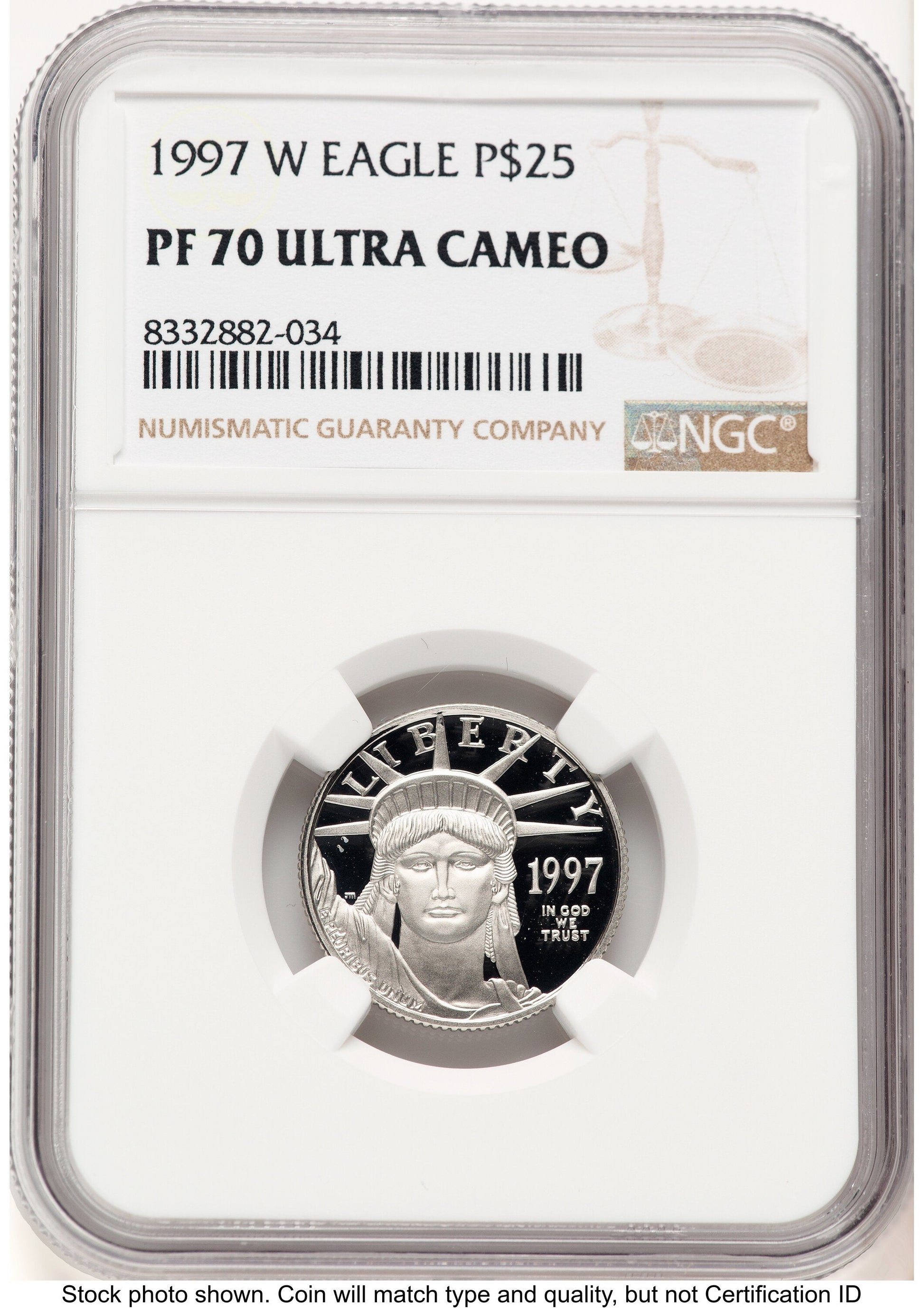 1997-W Proof Platinum Eagle 1/4 oz Brown Label NGC PF70
