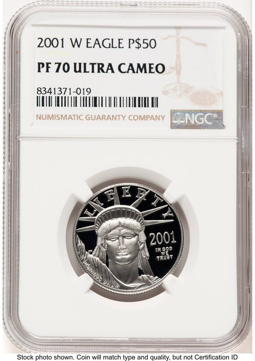 2001-W Proof Platinum Eagle 1/2 oz Brown Label NGC PF70