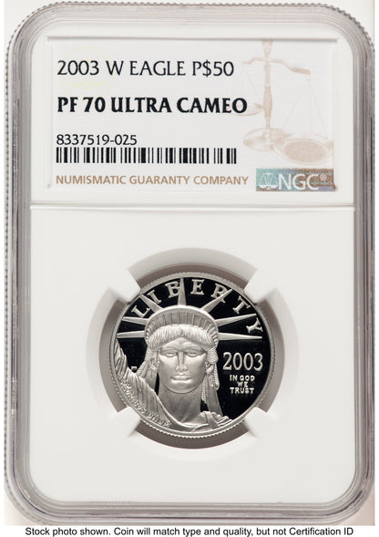 2003-W Proof Platinum Eagle 1/2 oz Brown Label NGC PF70