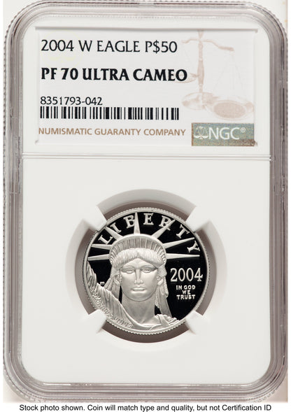 2004-W Proof Platinum Eagle 1/2 oz Brown Label NGC PF70