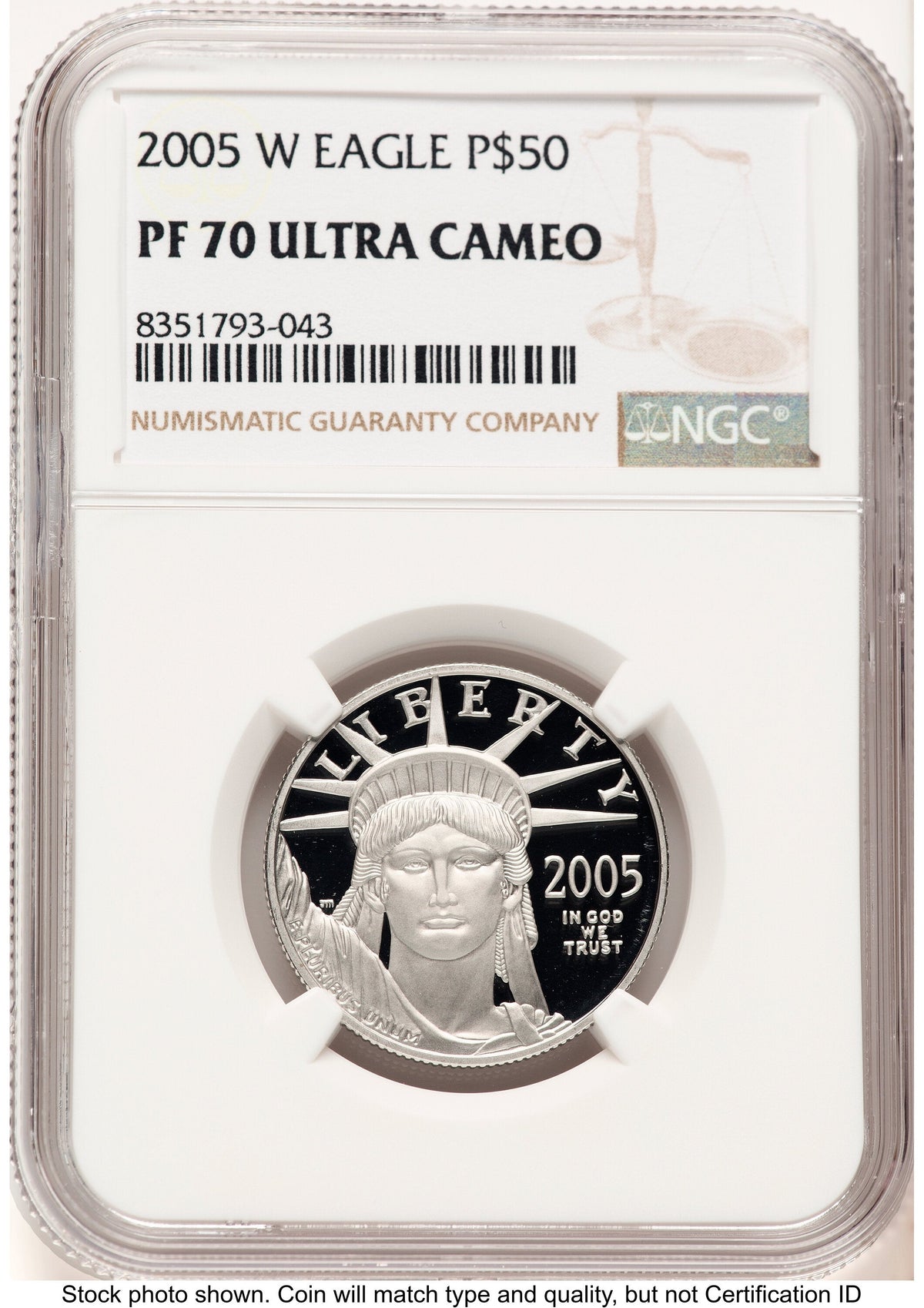 2005-W Proof Platinum Eagle 1/2 oz Brown Label NGC PF70