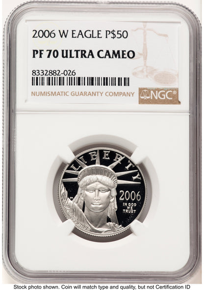 2006-W Proof Platinum Eagle 1/2 oz Brown Label NGC PF70