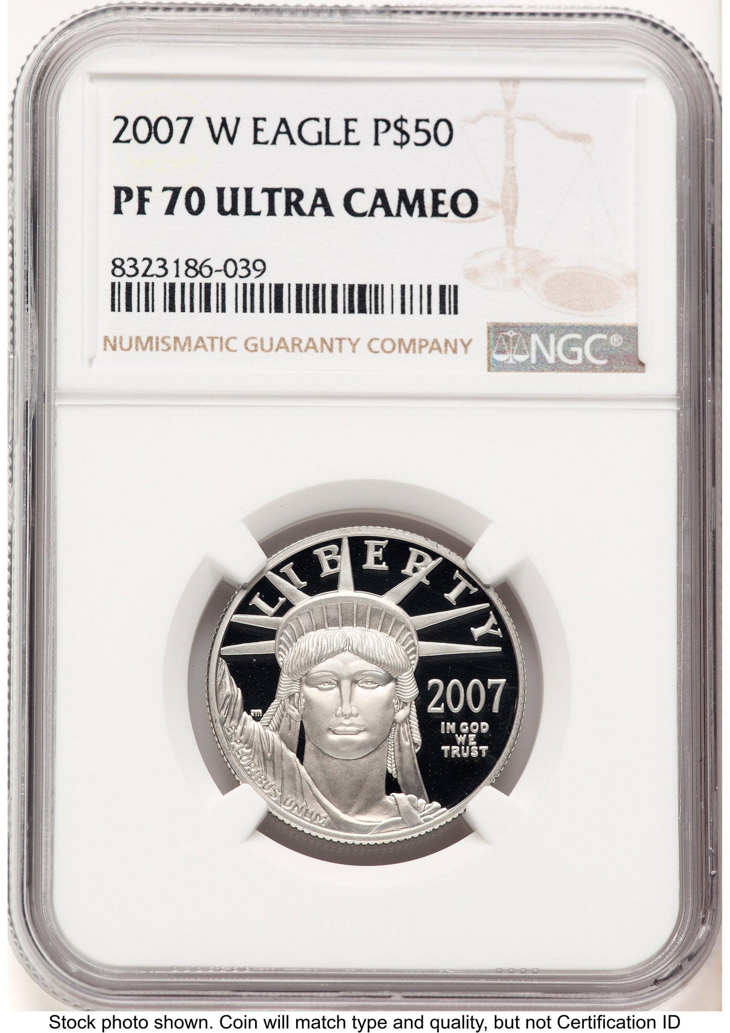 2007-W Proof Platinum Eagle 1/2 oz Brown Label NGC PF70