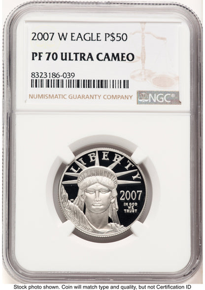 2007-W Proof Platinum Eagle 1/2 oz Brown Label NGC PF70