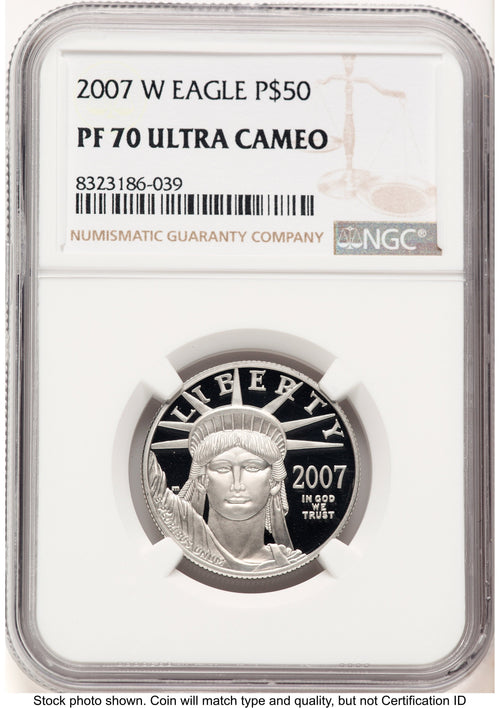 2007-W Proof Platinum Eagle 1/2 oz Brown Label NGC PF70