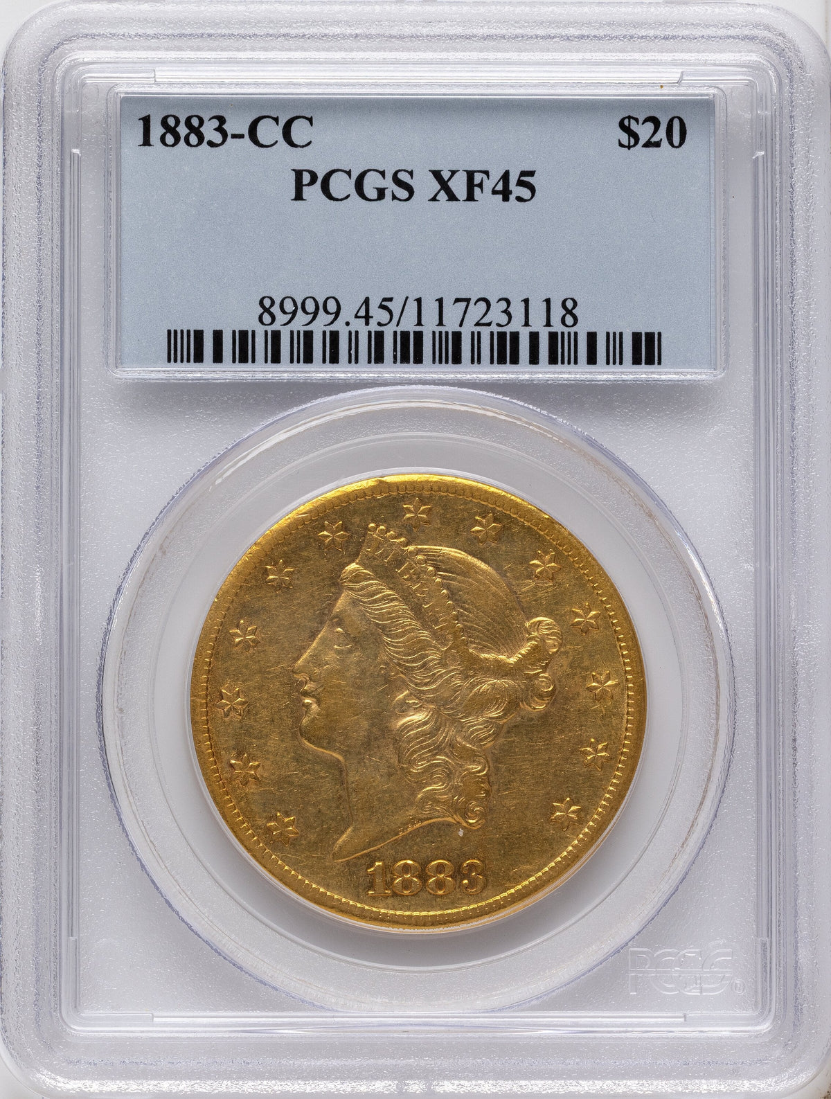 1883-CC $20 Liberty Double Eagle PCGS XF45