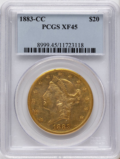 1883-CC $20 Liberty Double Eagle PCGS XF45