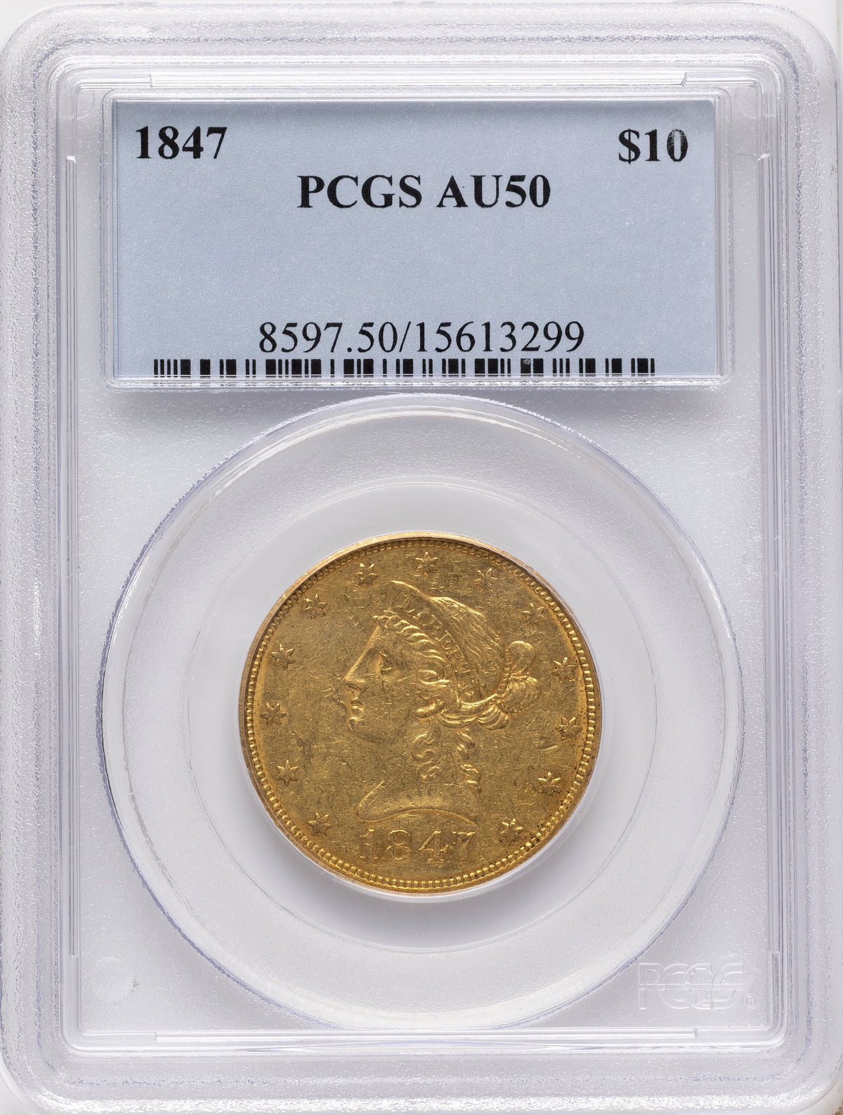 1847 $10 Liberty Eagle PCGS AU50