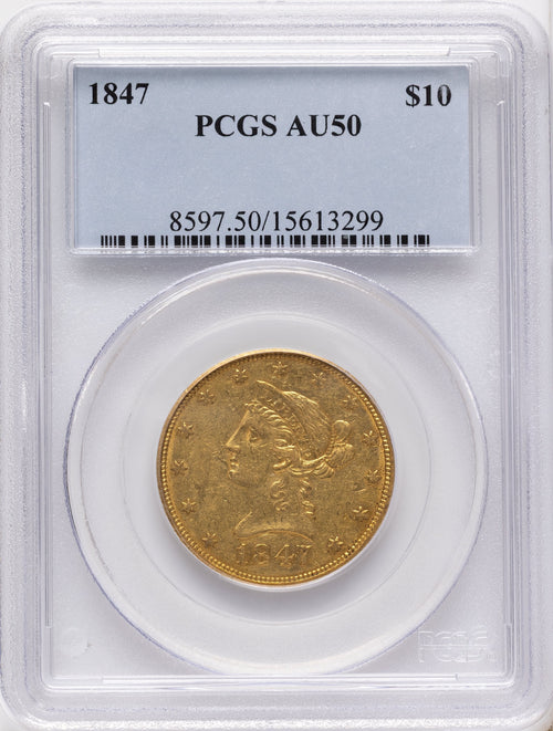 1847 $10 Liberty Eagle PCGS AU50
