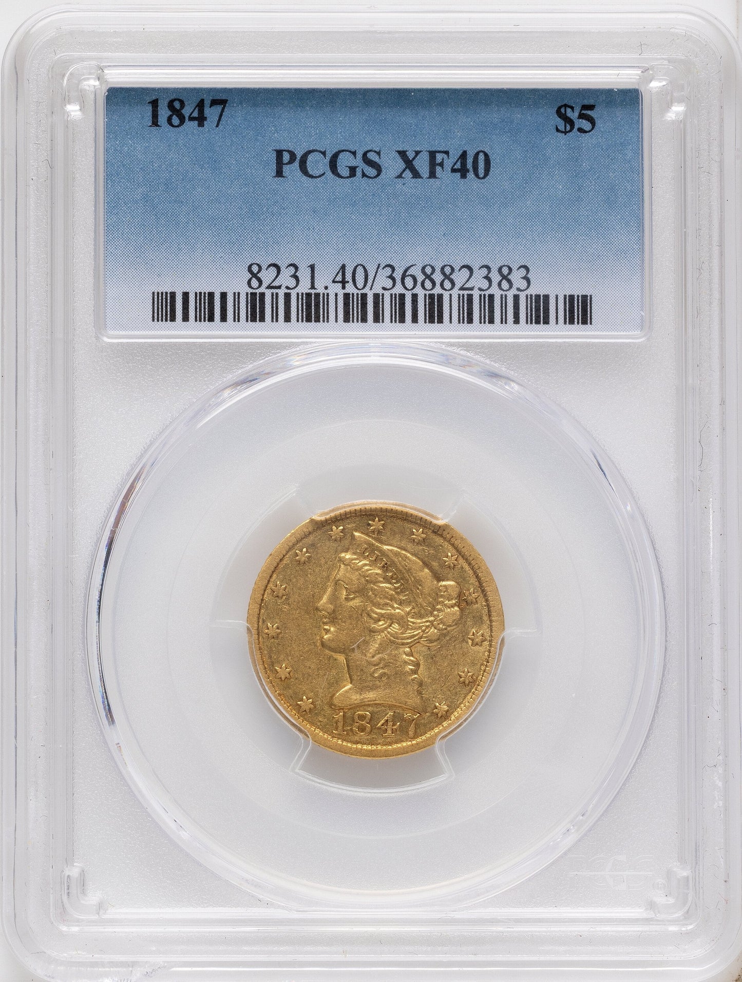 1847 $5 Liberty Half Eagle PCGS XF40
