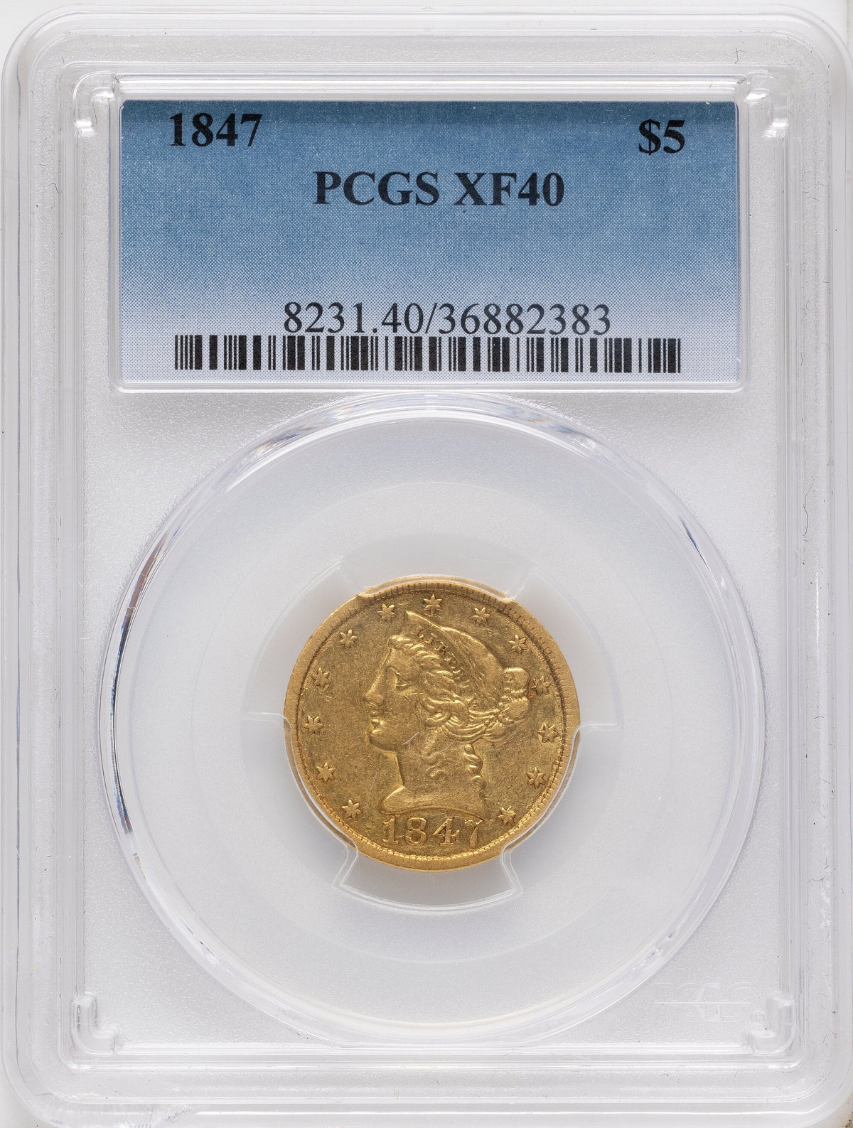1847 $5 Liberty Half Eagle PCGS XF40