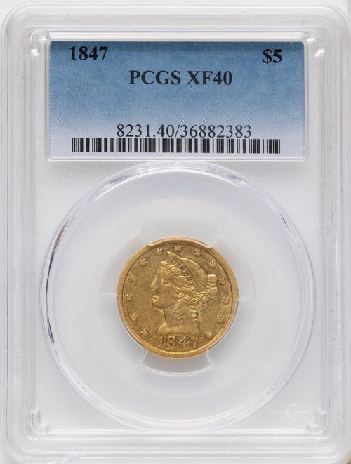 1847 $5 Liberty Half Eagle PCGS XF40