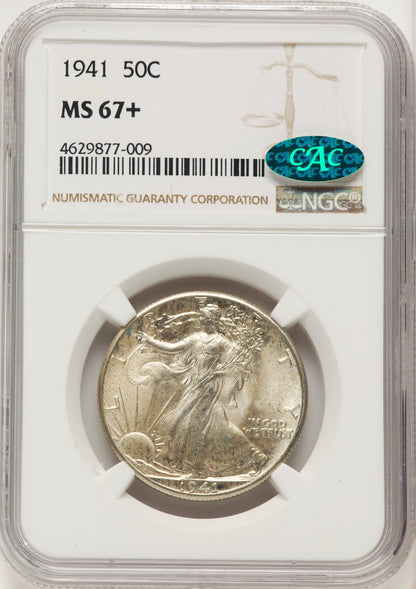 1941 50C CAC Walking Liberty Half Dollar NGC MS67+