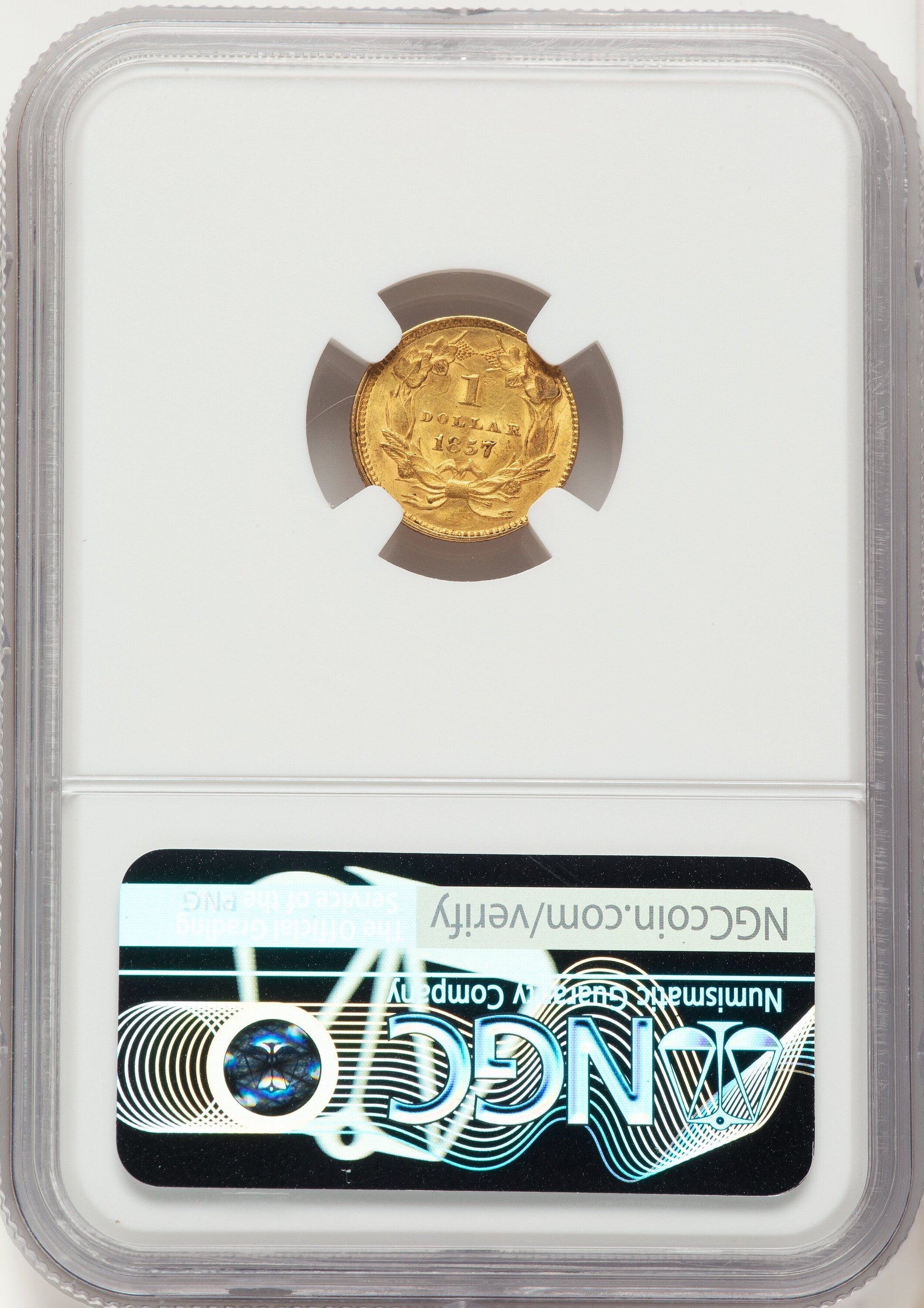 1857 G$1 Gold Dollar NGC AU58