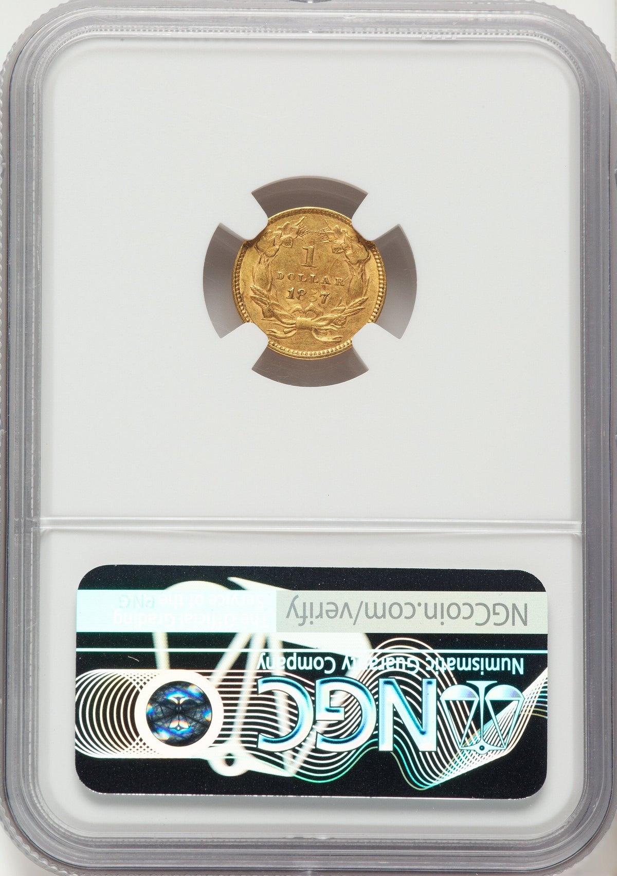 1857 G$1 Gold Dollar NGC AU55