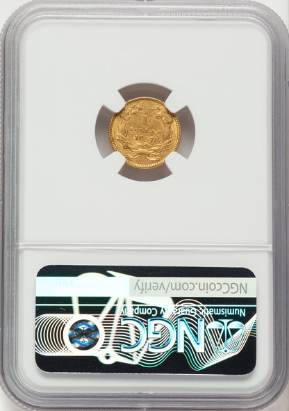 1857 G$1 Gold Dollar NGC AU55