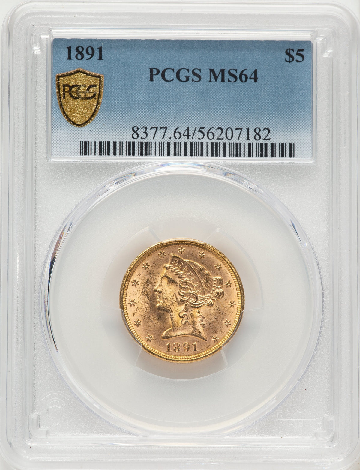 1891 $5 Liberty Half Eagle PCGS MS64