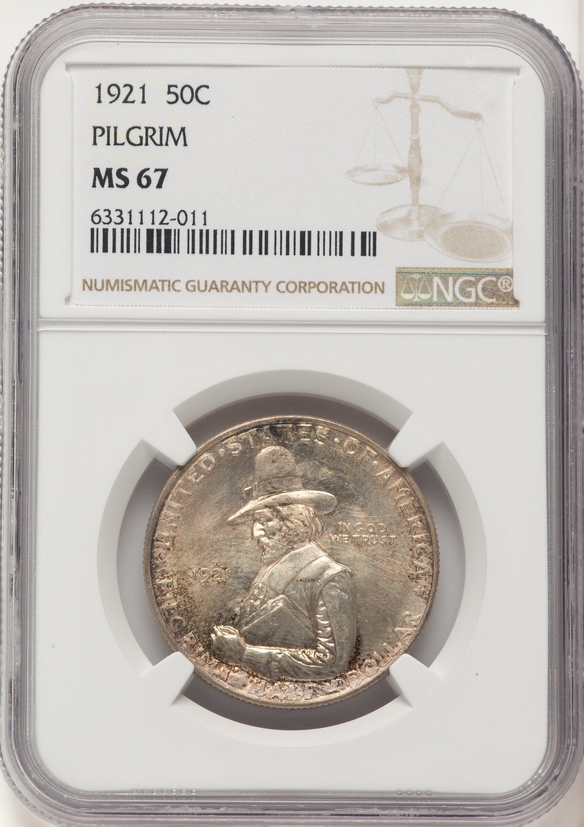 1921 50C Pilgrim Commemorative Silver NGC MS67