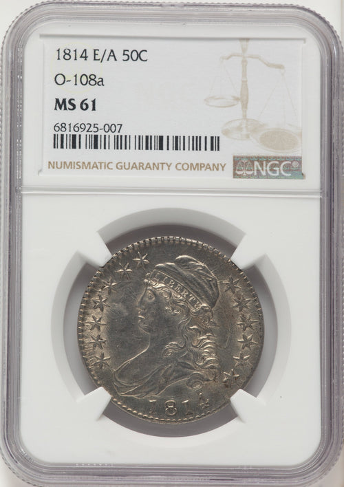1814 50C E/A in STATAS O-108a Bust Half Dollar NGC MS61