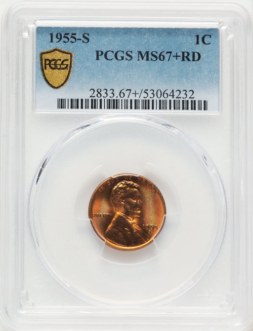1955-S 1C RD Lincoln Cent PCGS MS67+