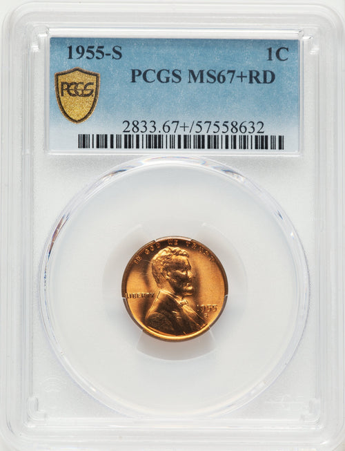 1955-S 1C RD Lincoln Cent PCGS MS67+