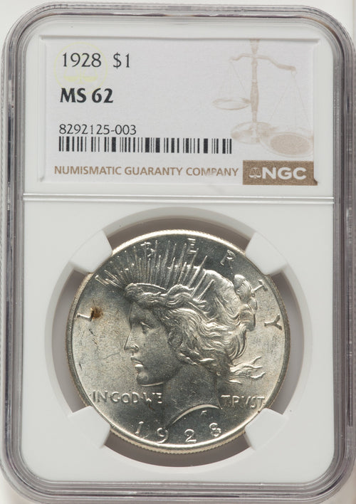 1928 Peace Dollar NGC MS62