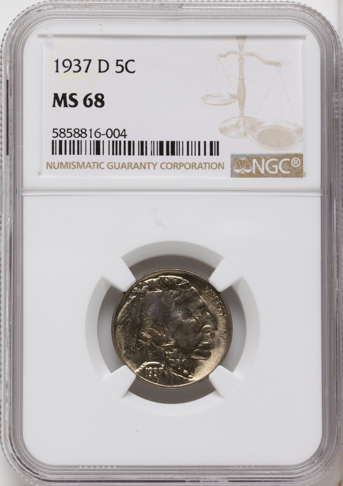 1937-D 5C Buffalo Nickel NGC MS68