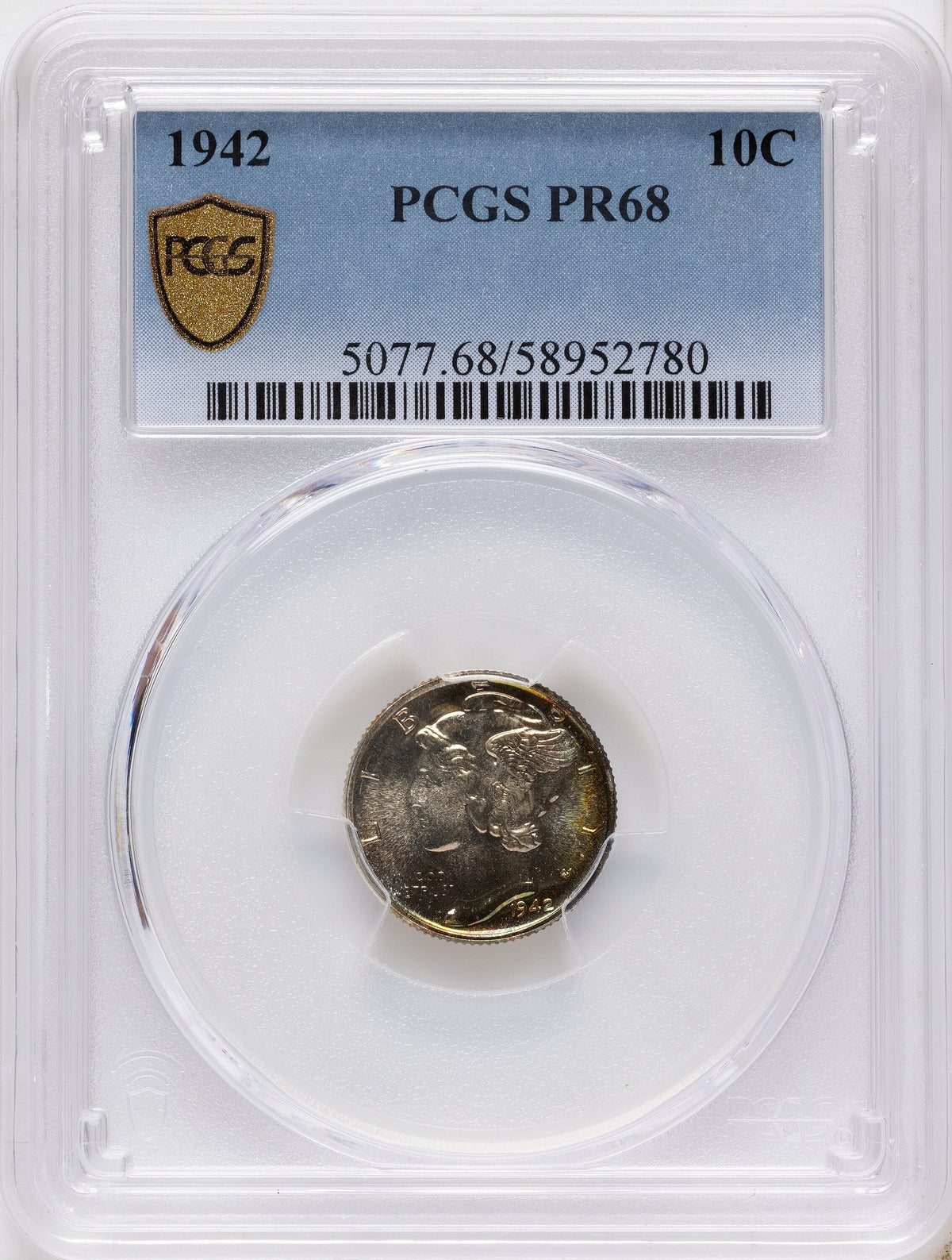 1942 10C Proof Mercury Dime PCGS PR68