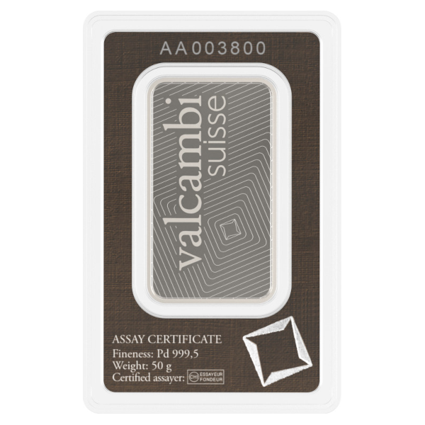 50 GRAM PALLADIUM BAR VALCAMBI