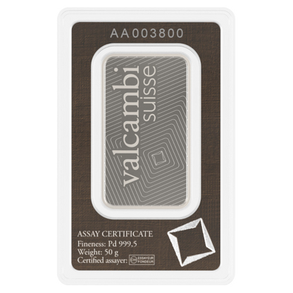 50 GRAM PALLADIUM BAR VALCAMBI