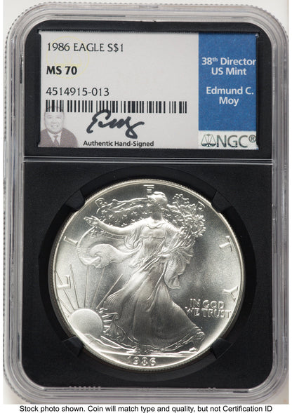 1986 Silver Eagle NGC MS70 Ed Moy