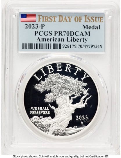 2023-P Silver American Liberty High Relief Medal FDI Flag Medals and Tokens PCGS MS70 (518434010)