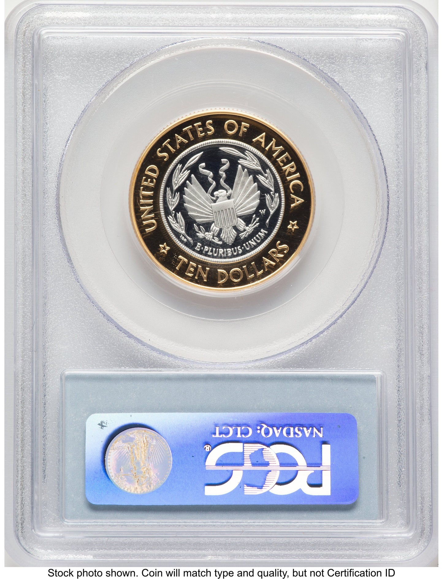2000-W $10 Library of Congress Bi-Metallic Gold 0.2509 oz and Platinum 0.2509 oz US Vault Collection Blue Label Modern Issues PCGS MS70