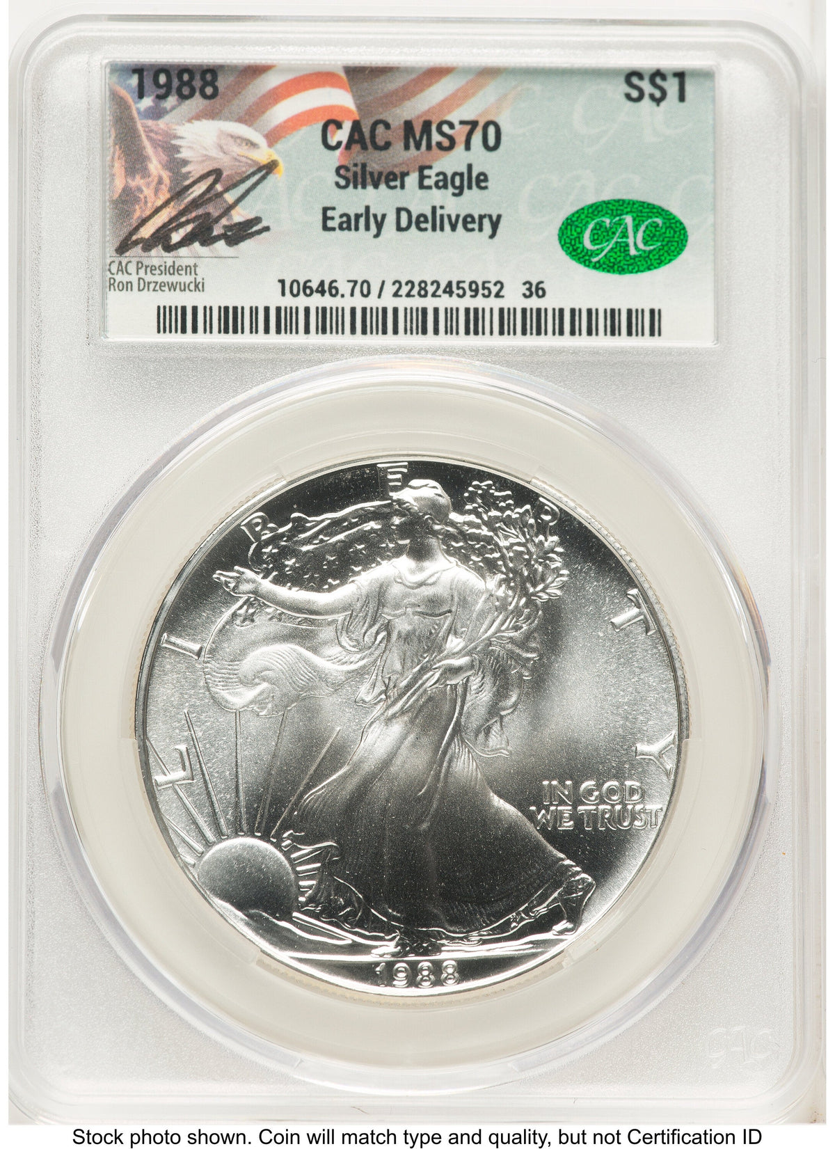 1988 Silver Eagle Early Delivery Ron Drzewucki CACG MS70