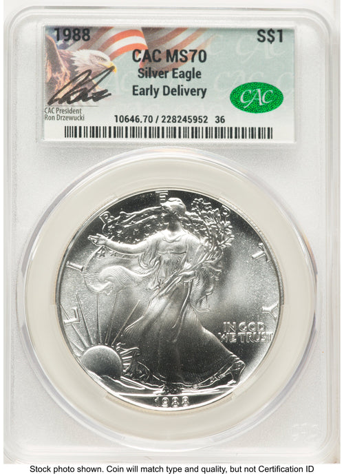1988 Silver Eagle Early Delivery Ron Drzewucki CACG MS70