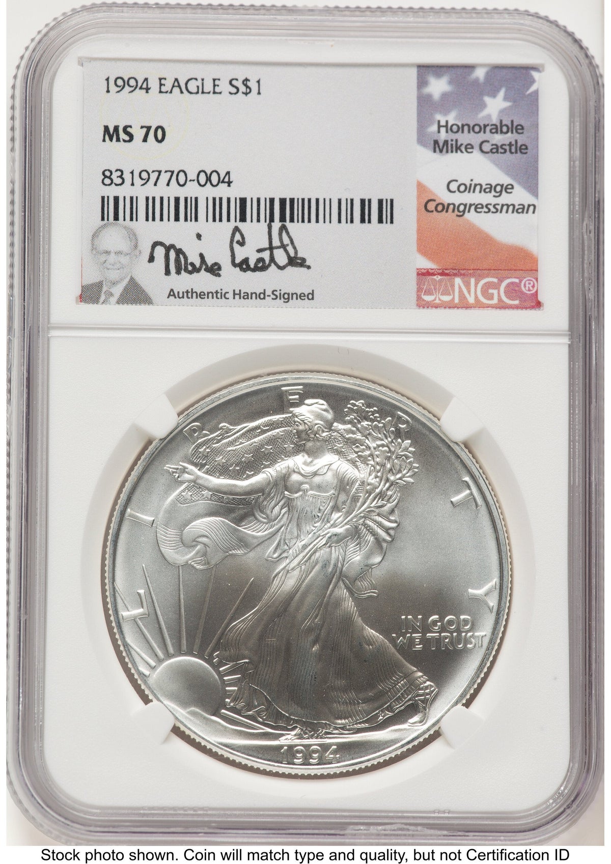1994 Silver Eagle Mike Castle NGC MS70