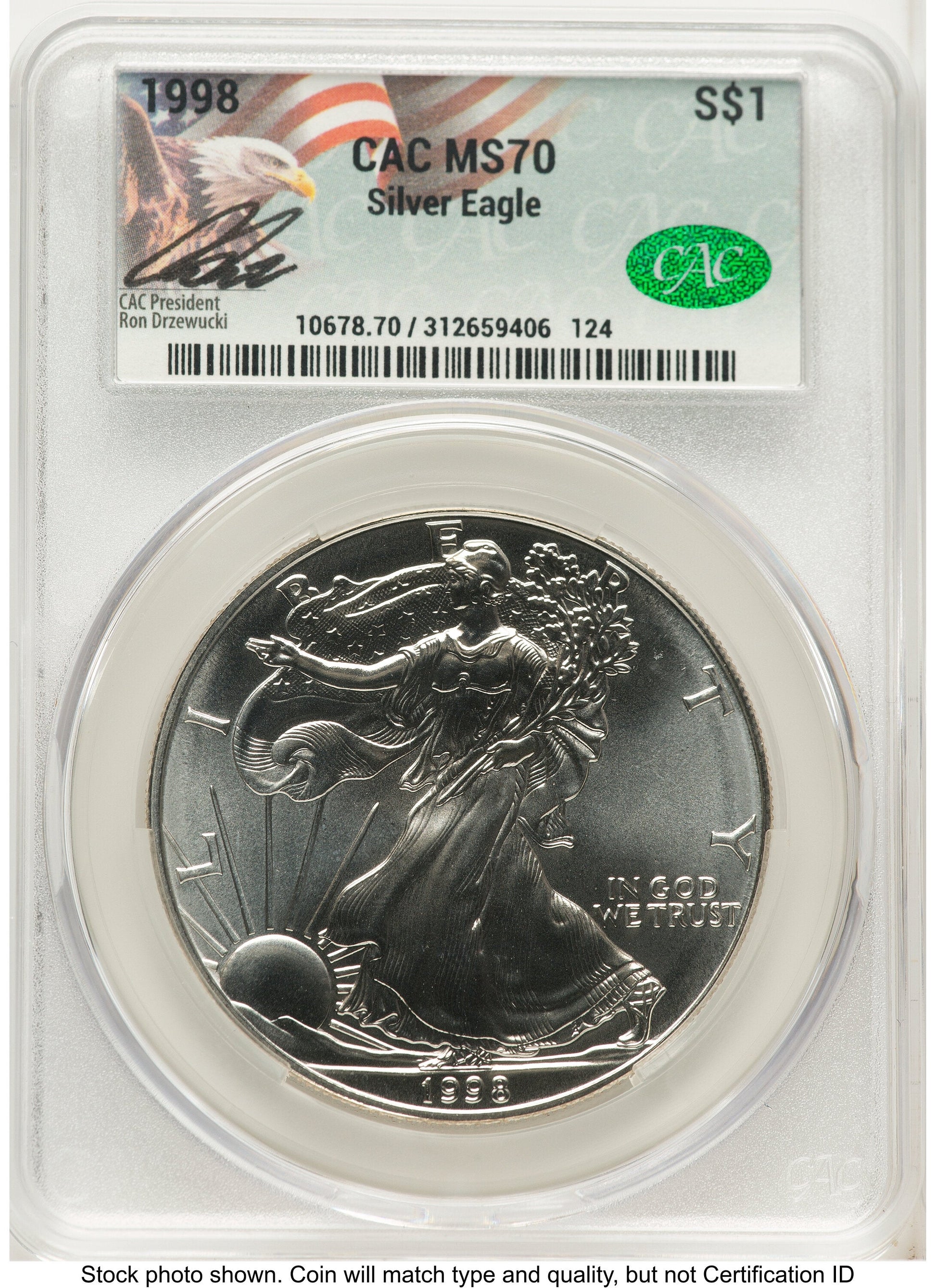 1998 Silver Eagle Ron Drzewucki CACG MS70