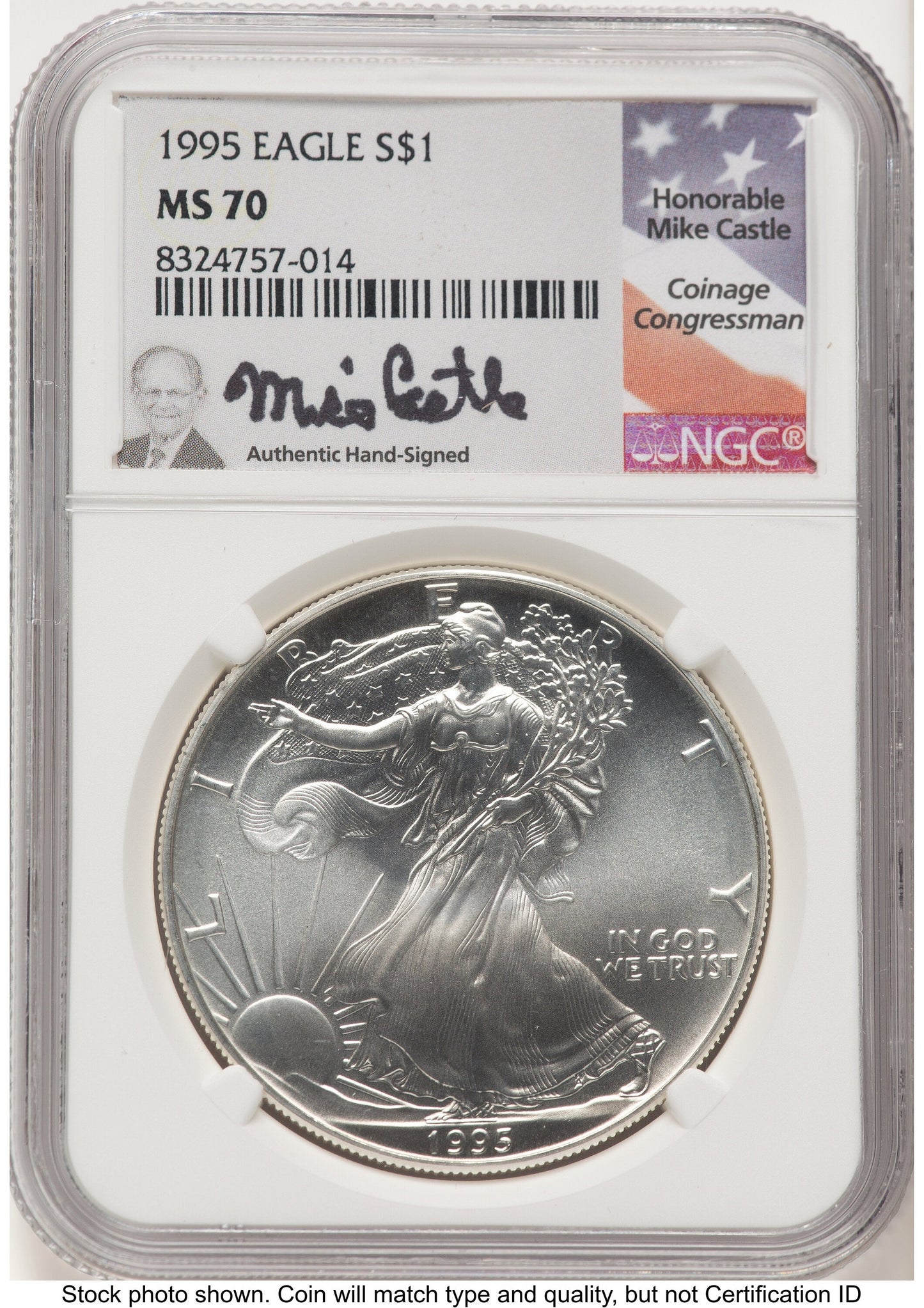 1995 Silver Eagle Mike Castle NGC MS70