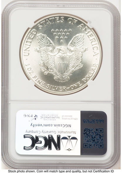 1986-(S) Silver Eagle Early Production Jeff Garrett Red Book From US Mint Sealed Box NGC MS70