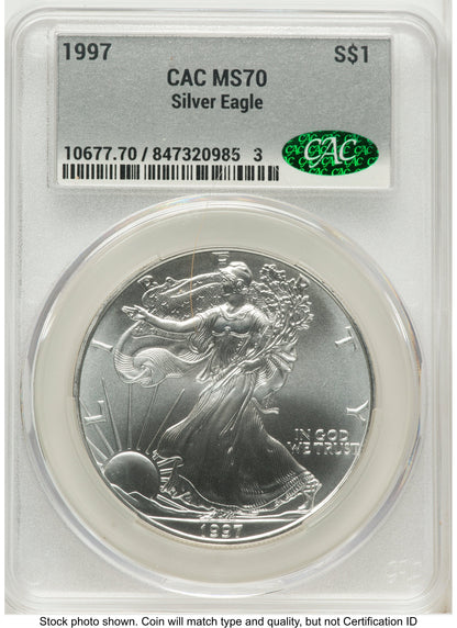 1997 Silver Eagle Silver Label CACG MS70