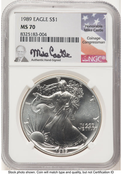 1989 Silver Eagle Mike Castle NGC MS70