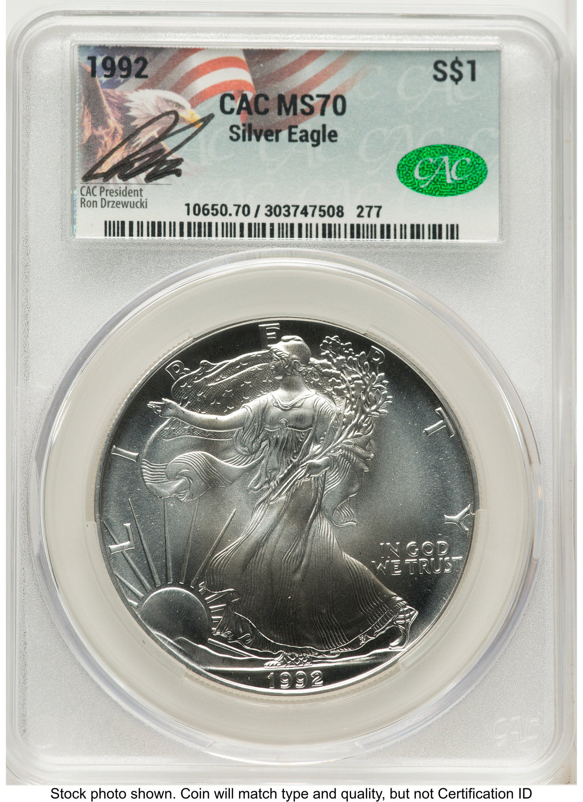 1992 Silver Eagle Ron Drzewucki CACG MS70