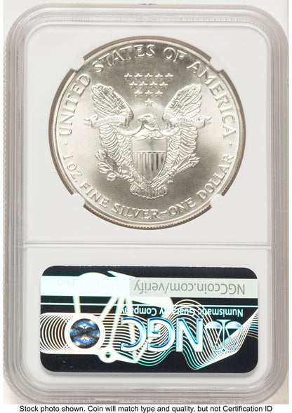1986 Silver Eagle Brown Label NGC MS70