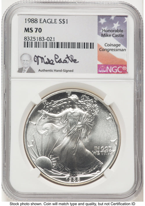 1988 Silver Eagle Mike Castle NGC MS70